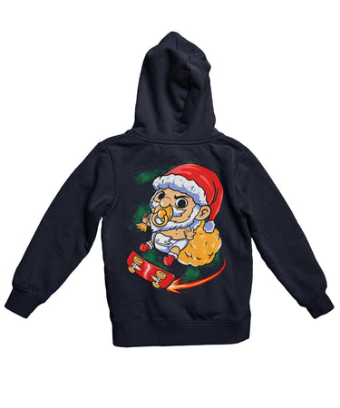 Skateboarding Baby Santa Back Printed Christmas Graphic Hoodie 8Ball